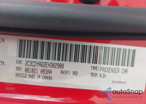 2014 Dodge Challenger Sxt z USA, uszkodzony, nr VIN 2C3CDYAG2EH302988